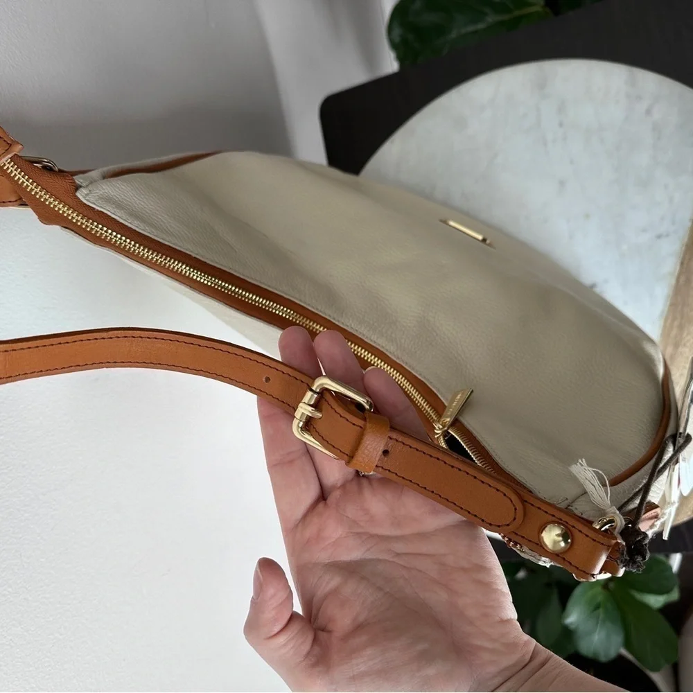 New! VALENTINA White Italian Genuine Leather Large Hobo Purse